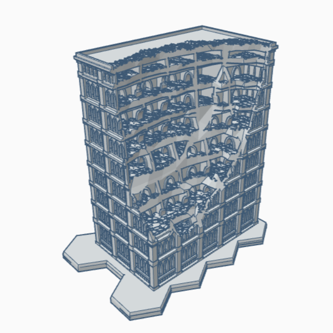 Gothic Ruined Building 115 with Hex Base GRHB115